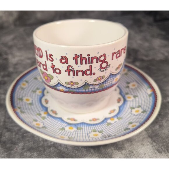 Vintage Mary Engelbreit Tea Cup & Saucer Set With A Constant Friend Is A Rare Th - Picture 2 of 5